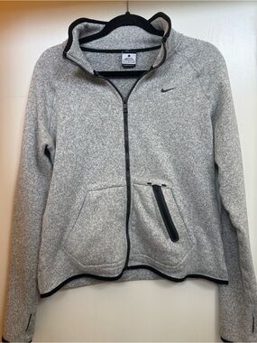 Nike Women's Light Gray Full-Zip Utility Fleece Jacket with Black Trim